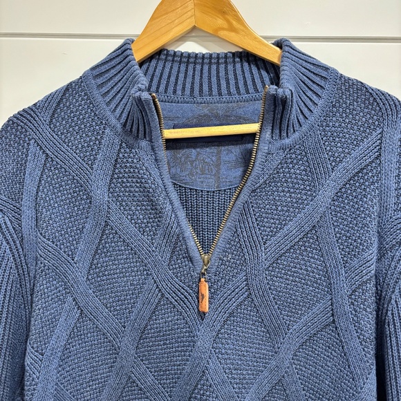 Tommy Bahama 100% Cotton blue 1/4 zip knit sweater size L - Picture 1 of 14